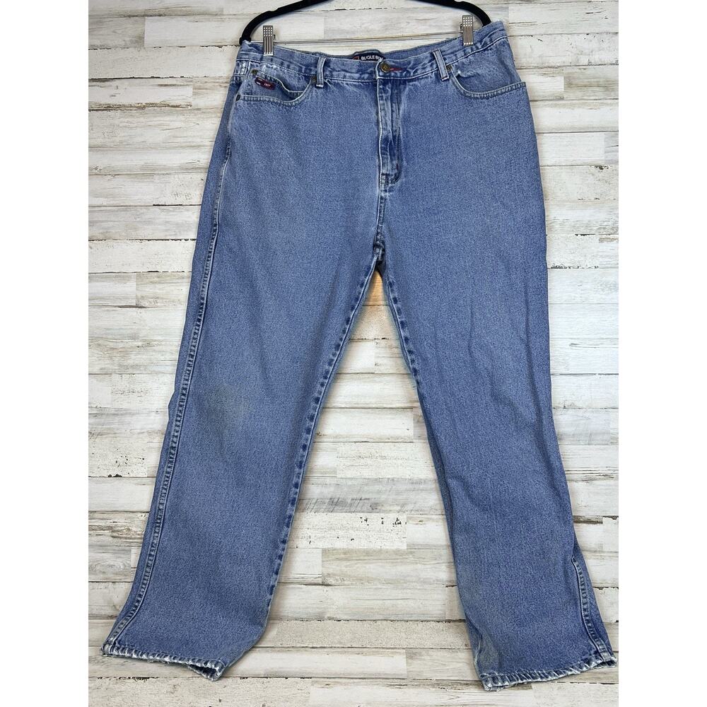 Vintage Bugle Boy Jeans Men 38x32 (36x30) Light Wash 90s Straight Leg Denim